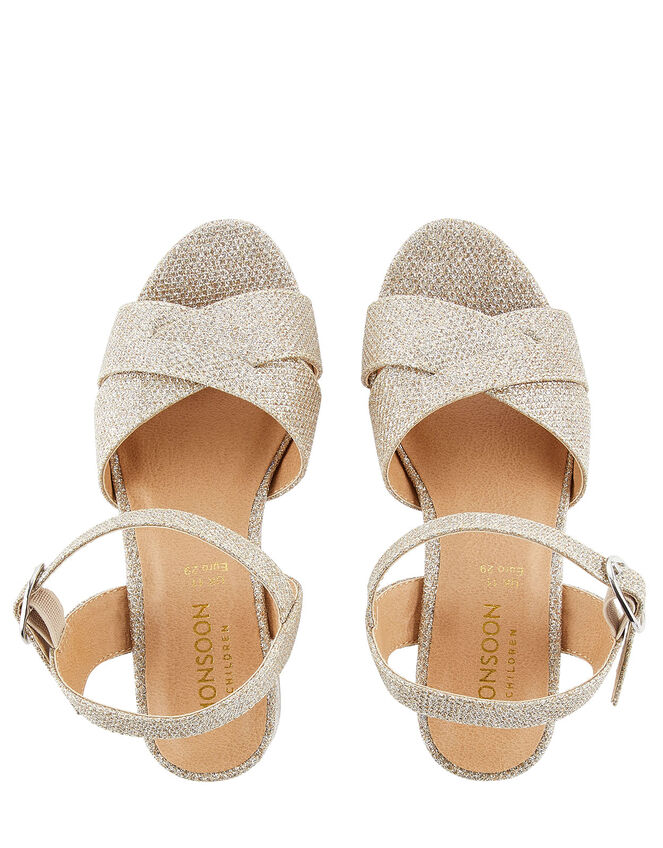 Shimmer Platform Sandals, Gold (GOLD), large