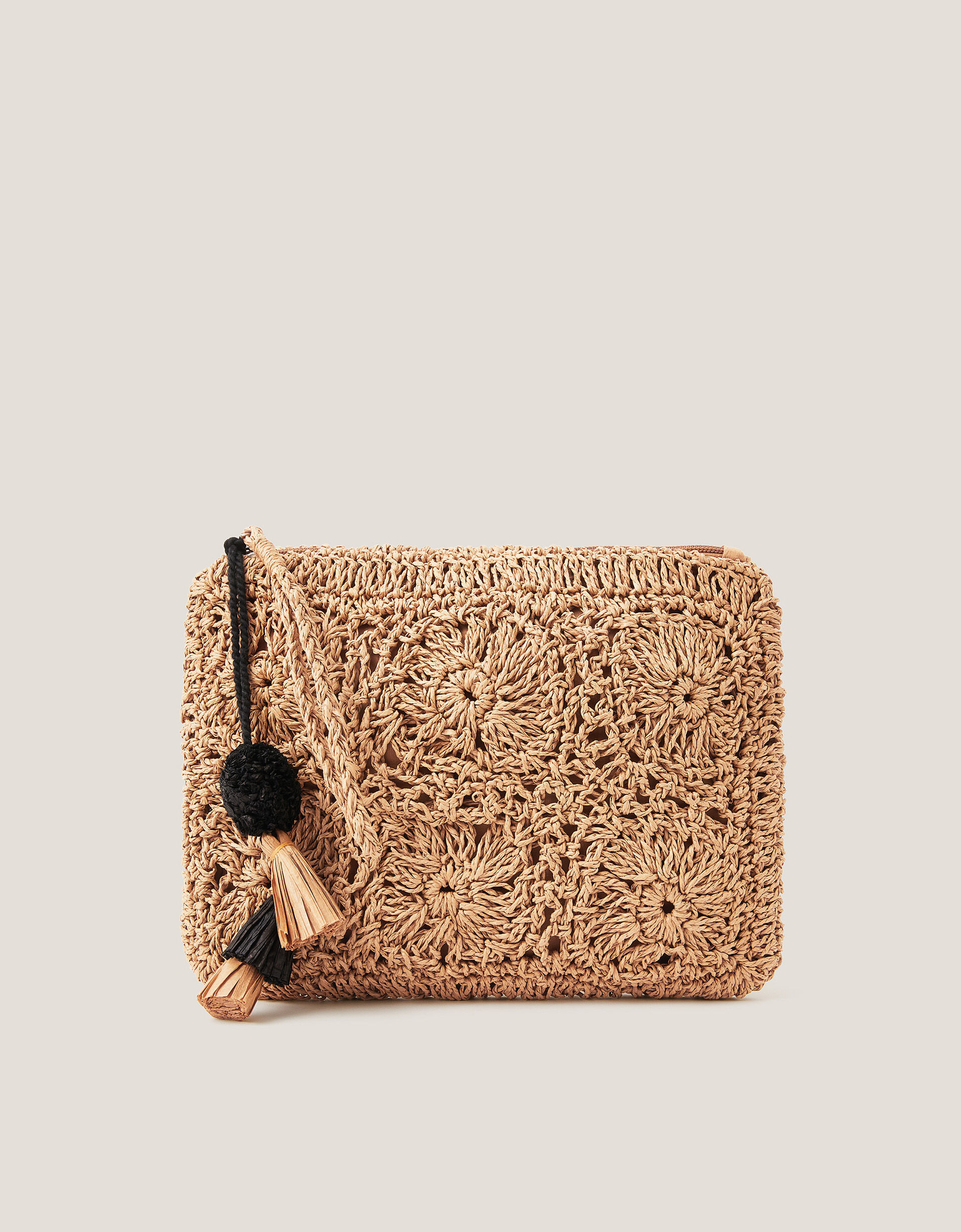 Rory Crochet Zip Pouch Natural