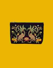 Elizabeth Scarlett Jungle Jaguar Velvet Pouch, , large