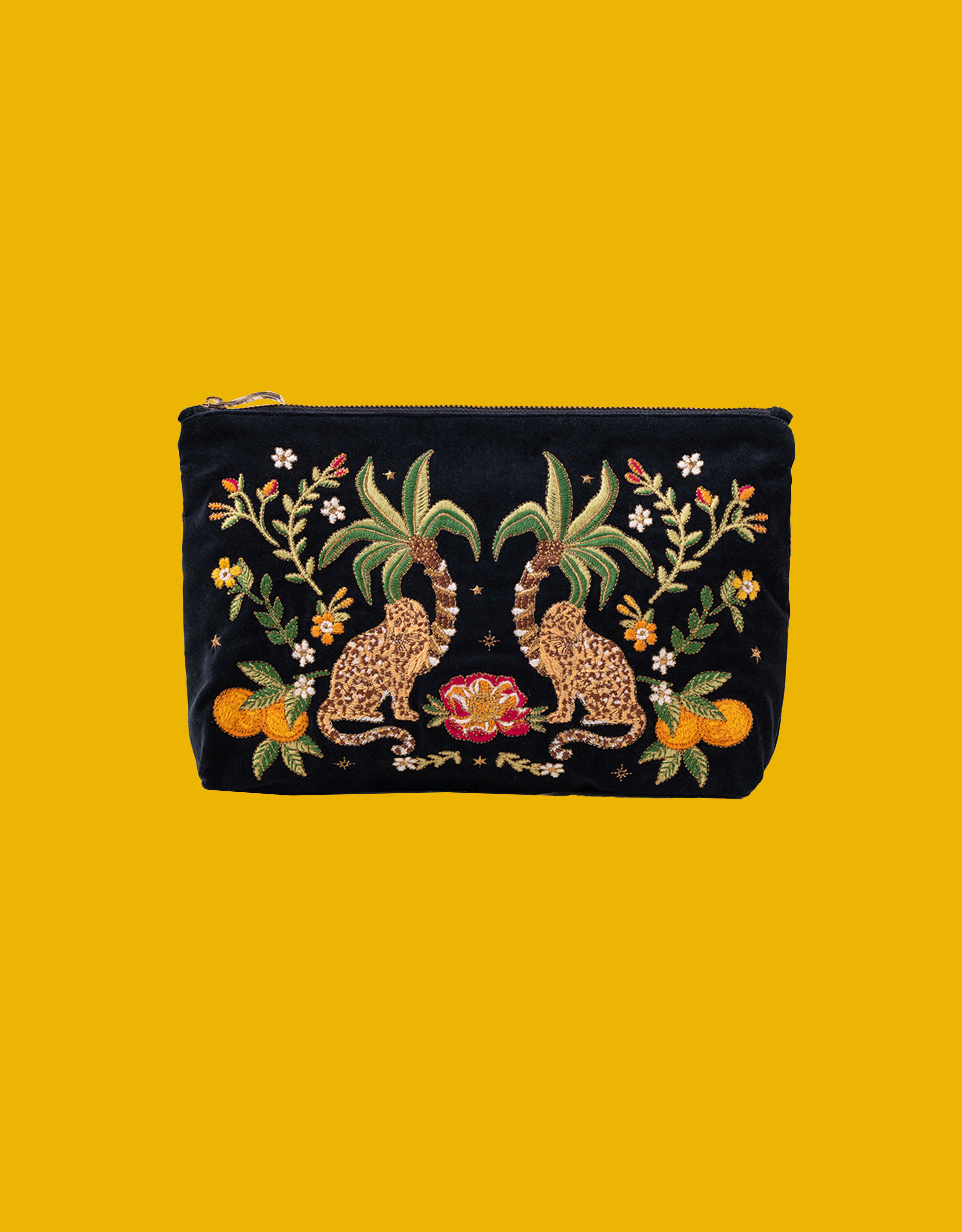 Elizabeth Scarlett Jungle Jaguar Velvet Pouch