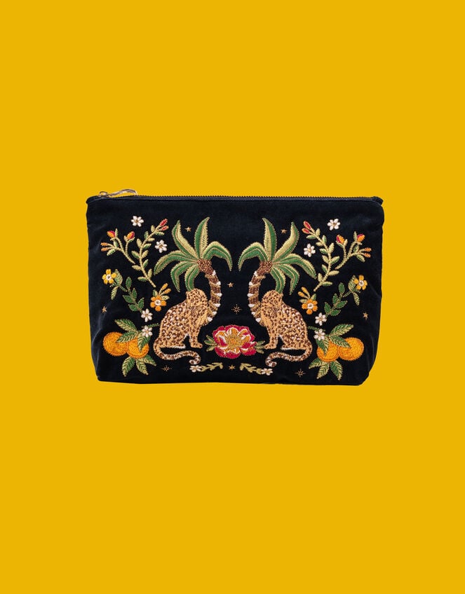 Elizabeth Scarlett Jungle Jaguar Velvet Pouch, , large