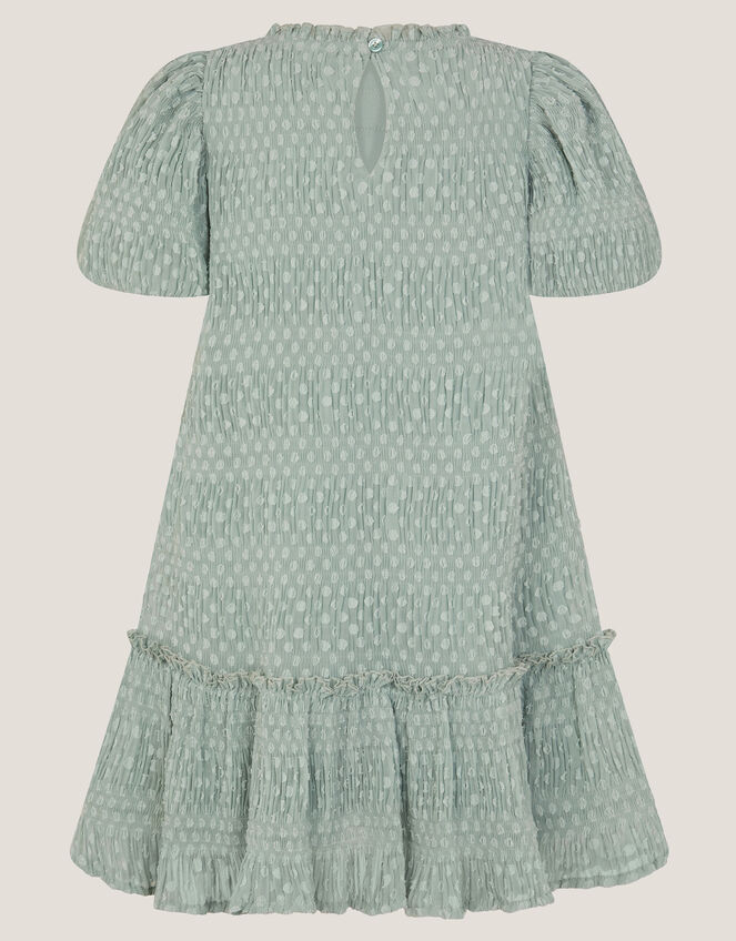 Textured Polka Dot Party Dress, Green (GREEN), large