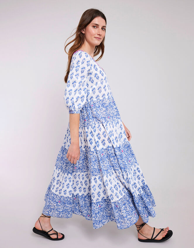 East Aoki Block Print Maxi Dress, Blue (BLUE), large