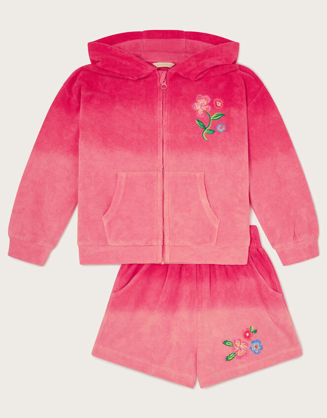 Girls Pink Hoodie And Floral Bloomer Set main image 1