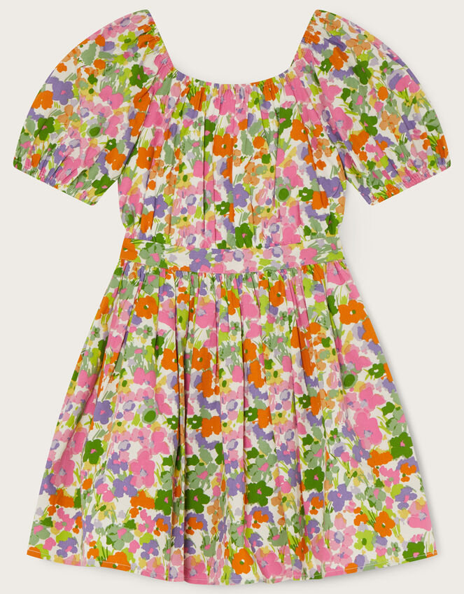 Bright Floral Printed Dress, Green (GREEN), large