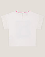 Bow & Flower Scene T-Shirt , White (WHITE), large