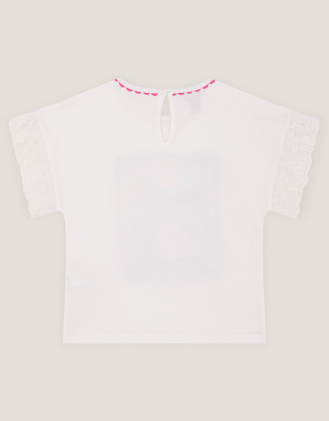 Bow & Flower Scene T-Shirt , White (WHITE), large