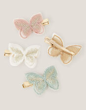 4-Pack Mini Embroidered Butterfly Hair Clips, , large