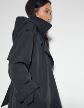 Mimi Longline Trench Coat, Black (BLACK), large