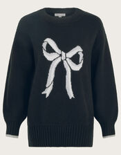 Lou Intarsia Bow Jumper, Black (BLACK), large