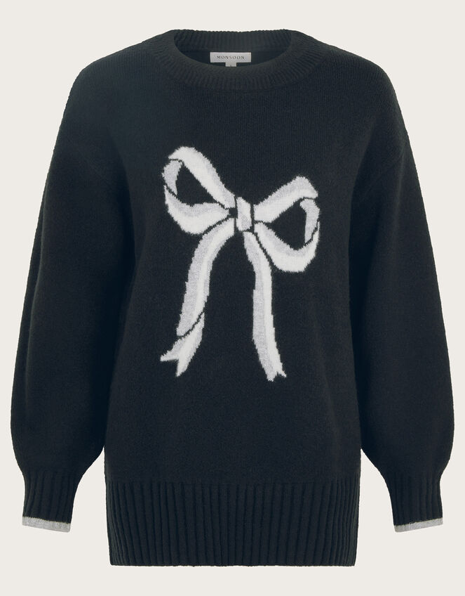 Lou Intarsia Bow Jumper, Black (BLACK), large