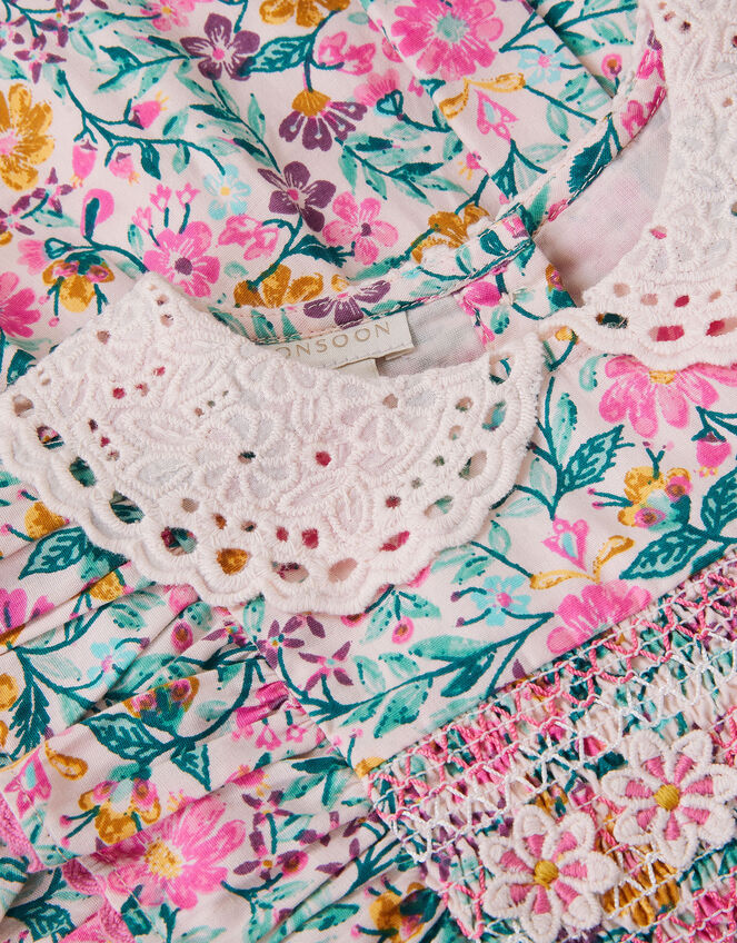 Baby Floral Print Smock Dress, Ivory (IVORY), large