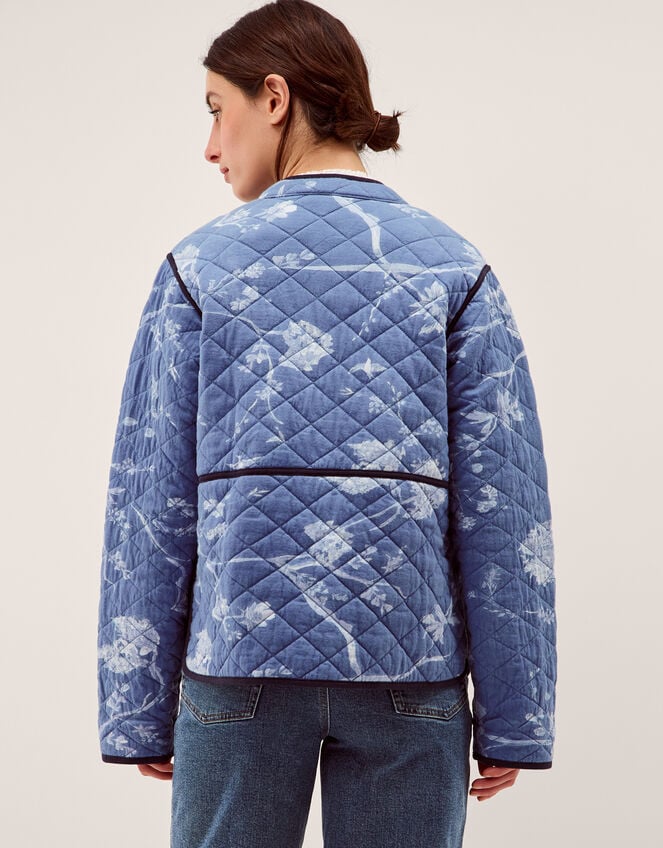 Jayda Print Jersey Quilted Jacket, Blue (BLUE), large