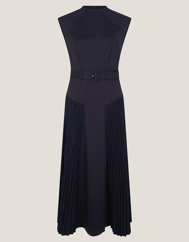 Sally Pleat Sleeveless Midi Dress, Blue (NAVY), large