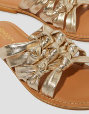 Ali Metallic Knot Slide Sandals, Gold (GOLD), large