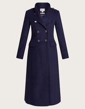 Vanessa Skirted Coat in Wool Blend, Blue (NAVY), large