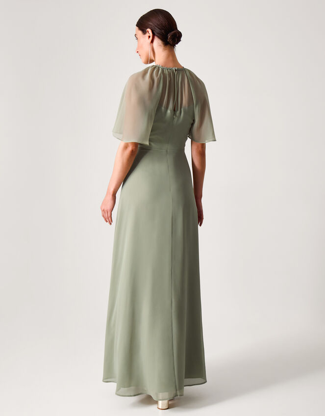 Mona Angel Sleeve Maxi Dress Green | Evening Dresses | Monsoon UK.