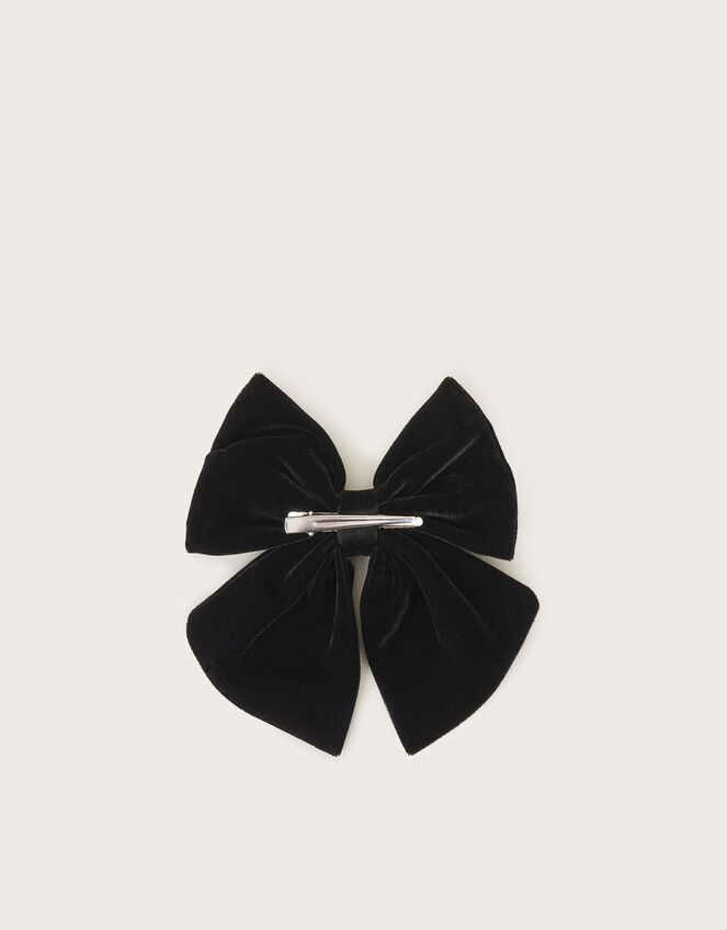 Diamante Velvet Bow Hair Clip, , large