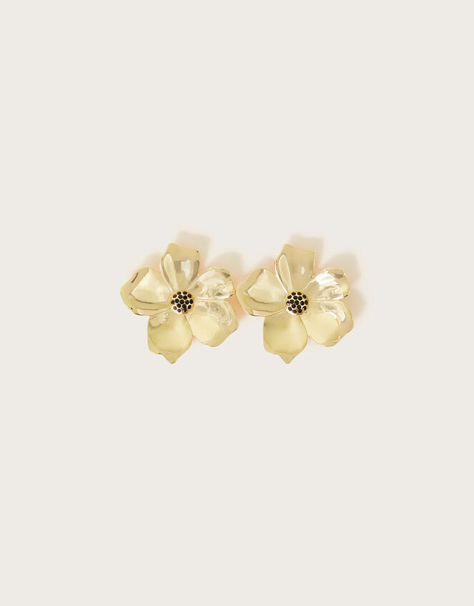 Embellished Flower Earrings, , large
