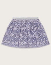 Floral Lace Embroidered Skirt, Purple (LILAC), large