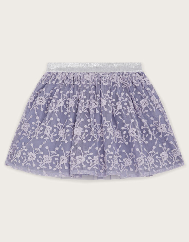 Floral Lace Embroidered Skirt, Purple (LILAC), large