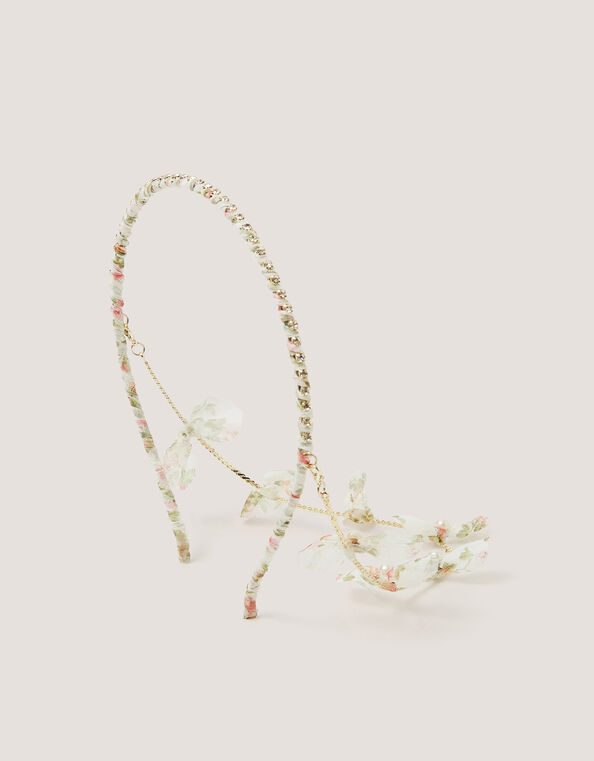Embellished Floral Chain Headband , , large