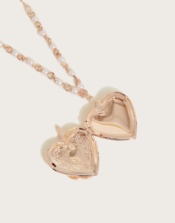 Pearl Unicorn Locket Pendant Necklace, , large