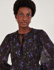 Felicia Printed Long Sleeve Mini Dress, Blue (MIDNIGHT), large