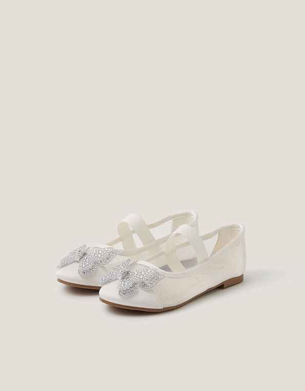 Butterfly Mesh Ballet Flats, Ivory (IVORY), large