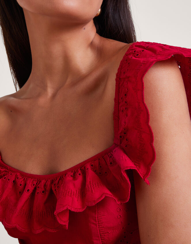 Lucy Broderie Dress, Red (RED), large