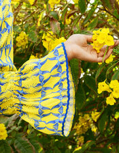 Deeba Penny Print Dress, Yellow (YELLOW), large