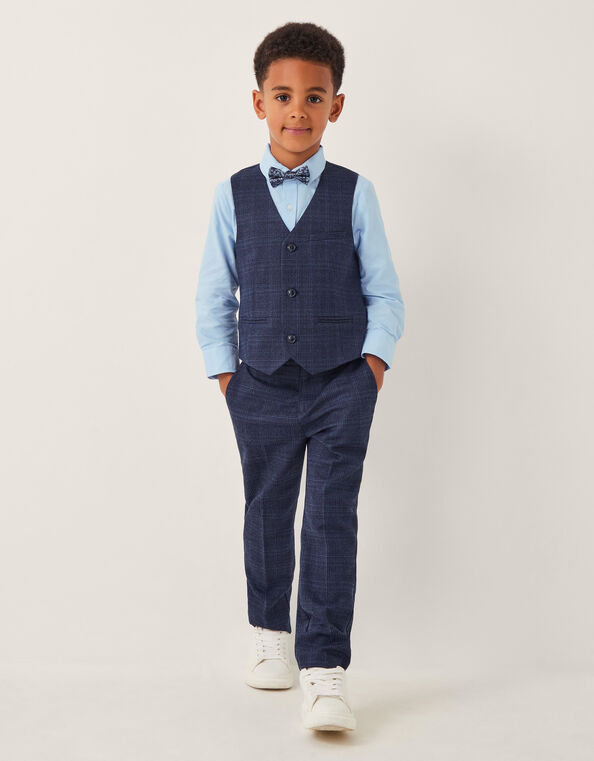Four-Piece Oliver Check Suit, Blue (NAVY), large