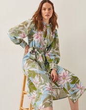 Piper Floral Print Midi Dress, Green (KHAKI), large