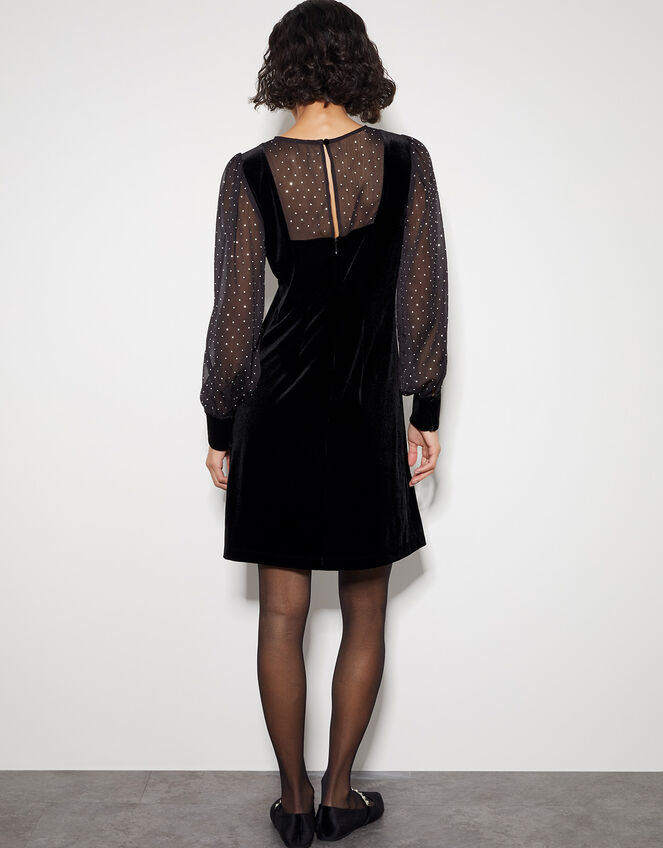 Mel Sheer Sleeve Velvet Mini Dress, Black (BLACK), large