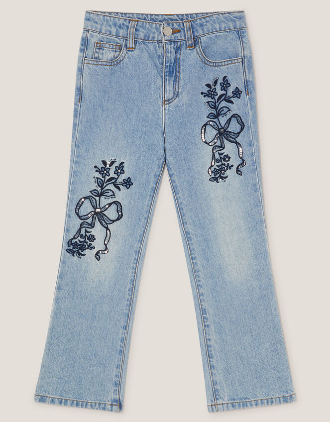 Bow Embroidered Jeans, Blue (BLUE), large