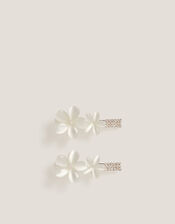 2-Pack Metal Flower Hair Clips, White (WHITE), large