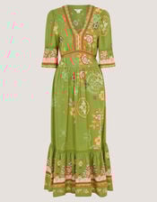 Eline Floral Print Maxi Dress, Green (GREEN), large