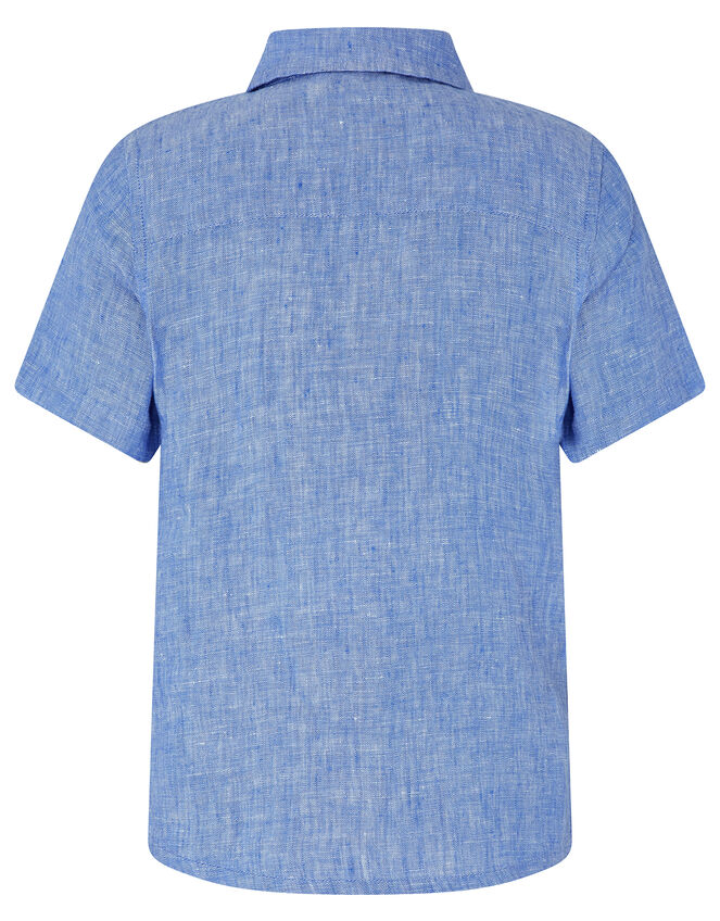 Luke Linen Short Sleeve Shirt, Blue (BLUE), large