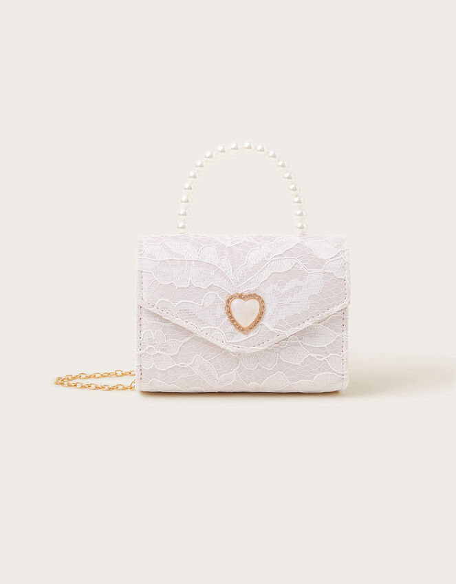 Valeria Lace Pearl Heart Bag, , large