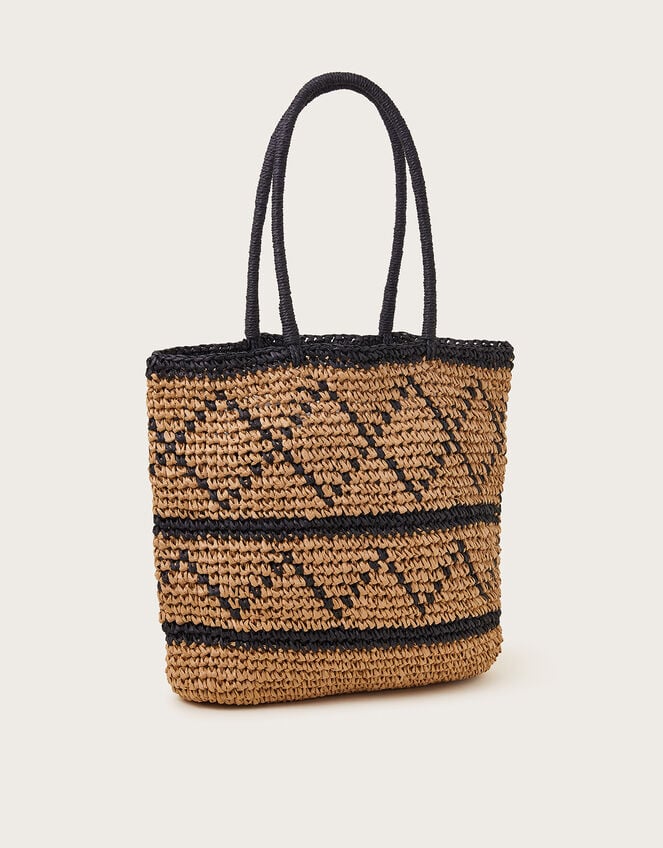 Monochrome Raffia Bag, , large