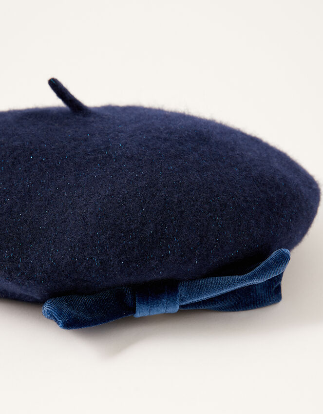 Amelie Beret in Pure Wool, Blue (NAVY), large