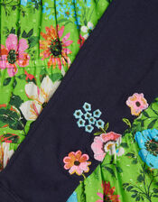 Floral Tiered Blouse and Leggings Set, Green (GREEN), large