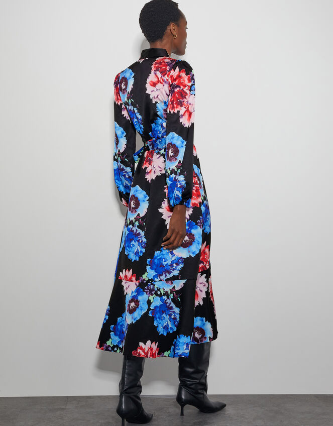 Crās Floral Print Wrap Dress, Black (BLACK), large
