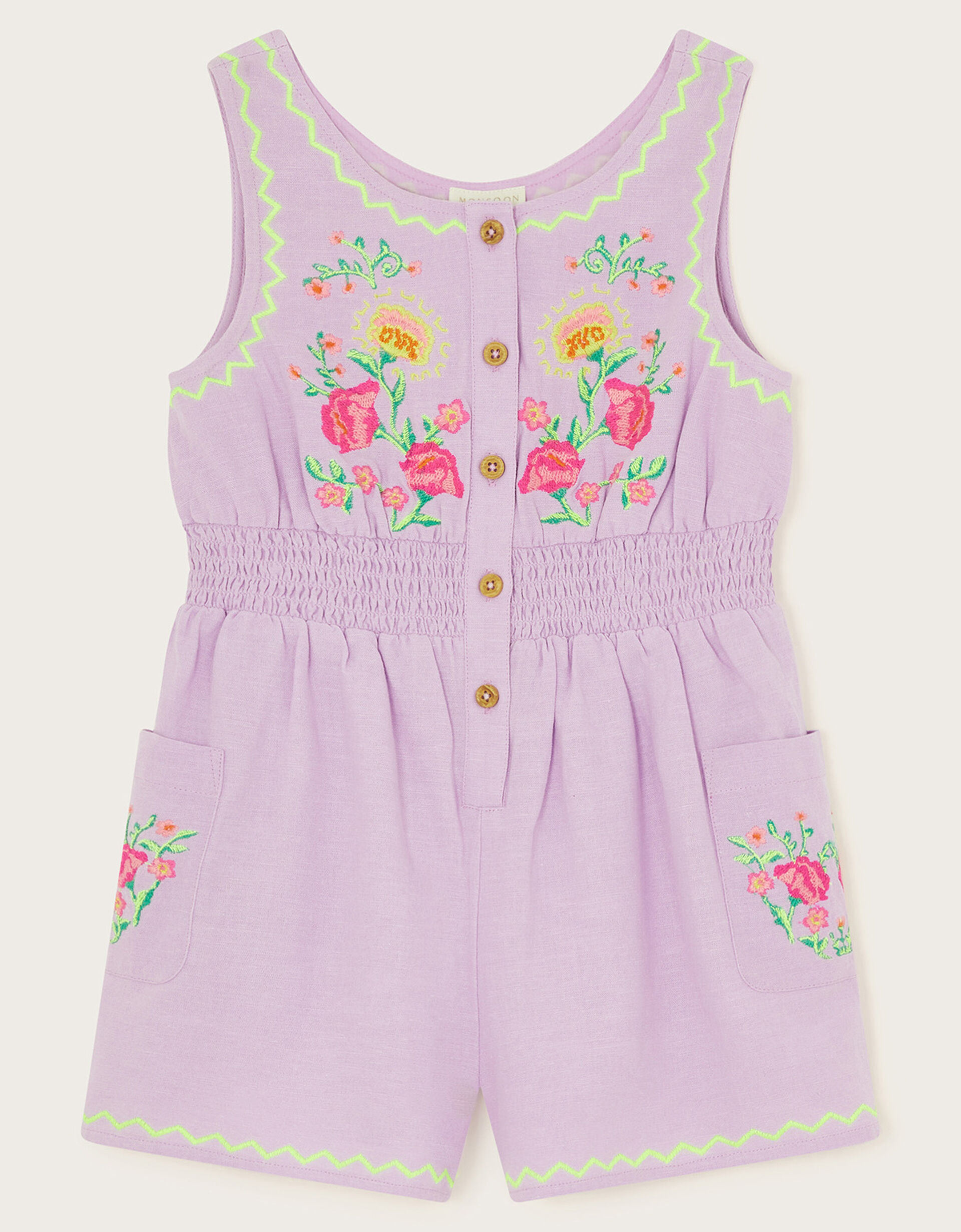 Nautinati Girls Black Purple Printed Playsuit
