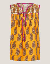 Magdalena Sleeveless Paisley Top, Yellow (YELLOW), large