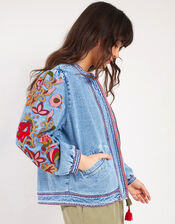 East Embroidered Denim Jacket, Blue (BLUE), large