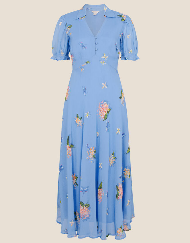 Anastasia Floral Midi Dress, Blue (BLUE), large