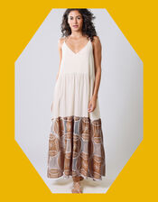 Traffic People Ithaca Tiered Print Maxi Dress, Brown (BROWN), large
