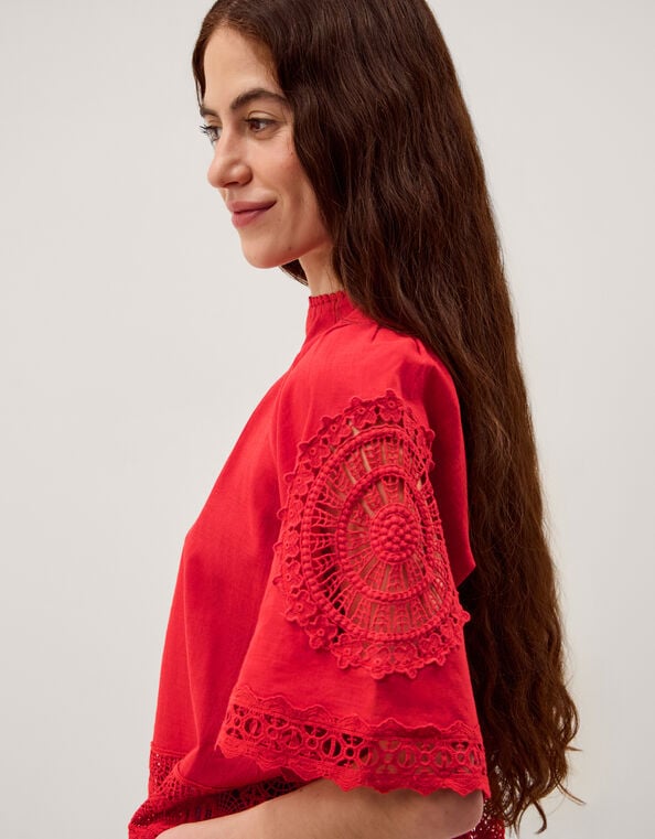 Emory Floral Lace Top, Red (RED), large