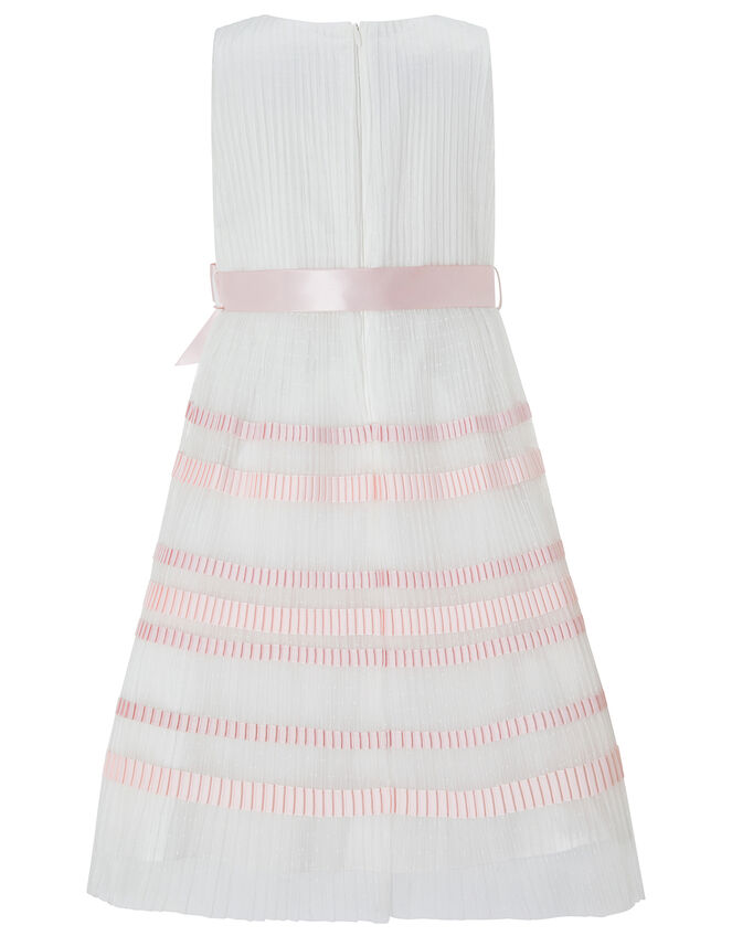 Lydia Pleated Stripe Dress, Ivory (IVORY), large